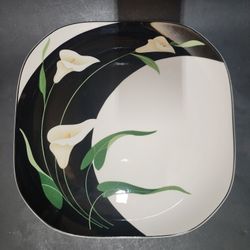 19pc SANGO Dinner Plates/Bowls Vintage Quadrille Black Lilies