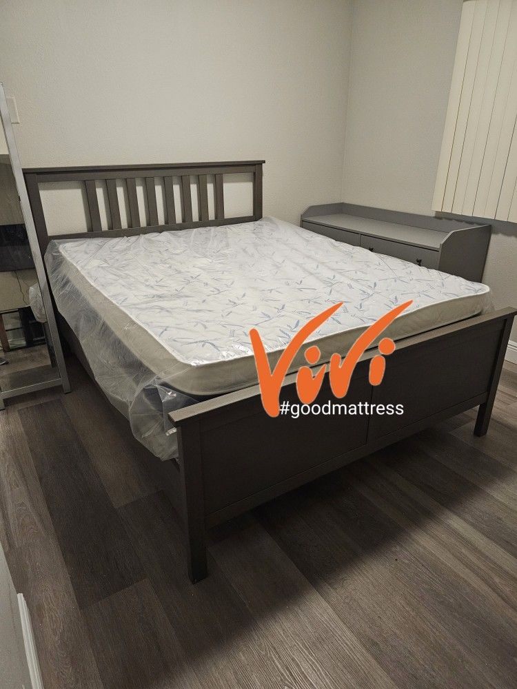 QUEEN PILLOW TOP MATTRESS WITH BOX SPRING 2PC. BED FRAME ISN'T AVAILABLE