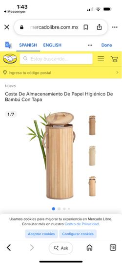 Bamboo Toilet Paper Storage Basket with Lid