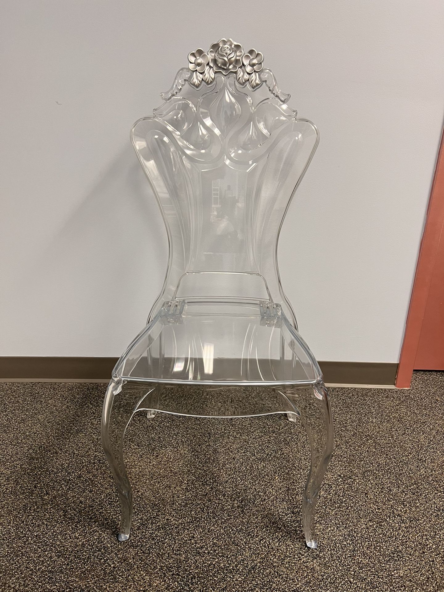 Clear Acrylic Chair with Gold/Silver Flower