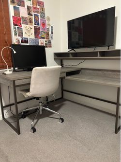 “L” Shaped Grey desk