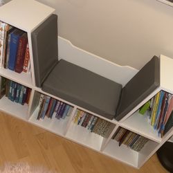 White Bookshelf With Cushions
