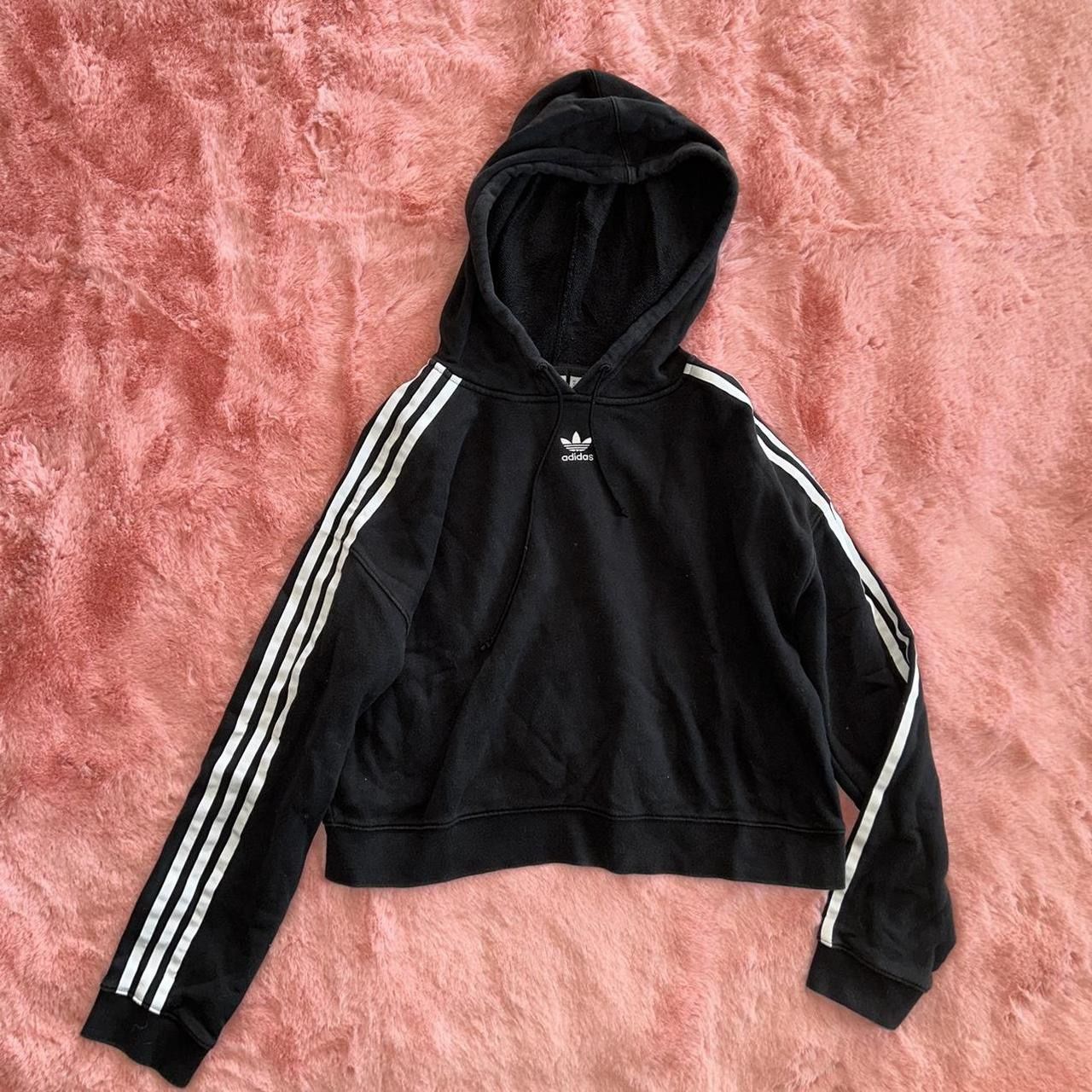 Black Adidas Hoodie cropped Sweatshirt