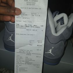 Retro Jordan Wolfgrey 5s Size 9Men