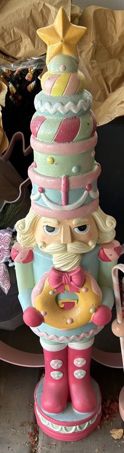 Christmas Large Pastel Nutcracker Holding Doughnut 