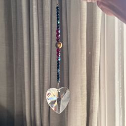 Crystal Heart Suncatcher — Rainbow Prism Window Hanging