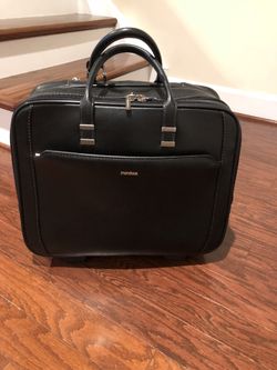 Mendoza Black Leather Travel Briefcase