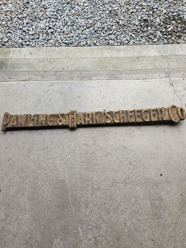Original Antique P&H Crane Equipment Plaque