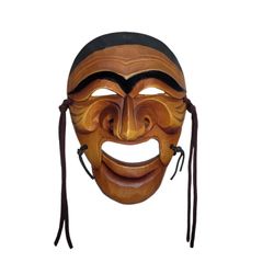 Yangban Mask/Hand Carved Wooden Mask/Made in Korea Folk Haoteal Mask Vintage 
