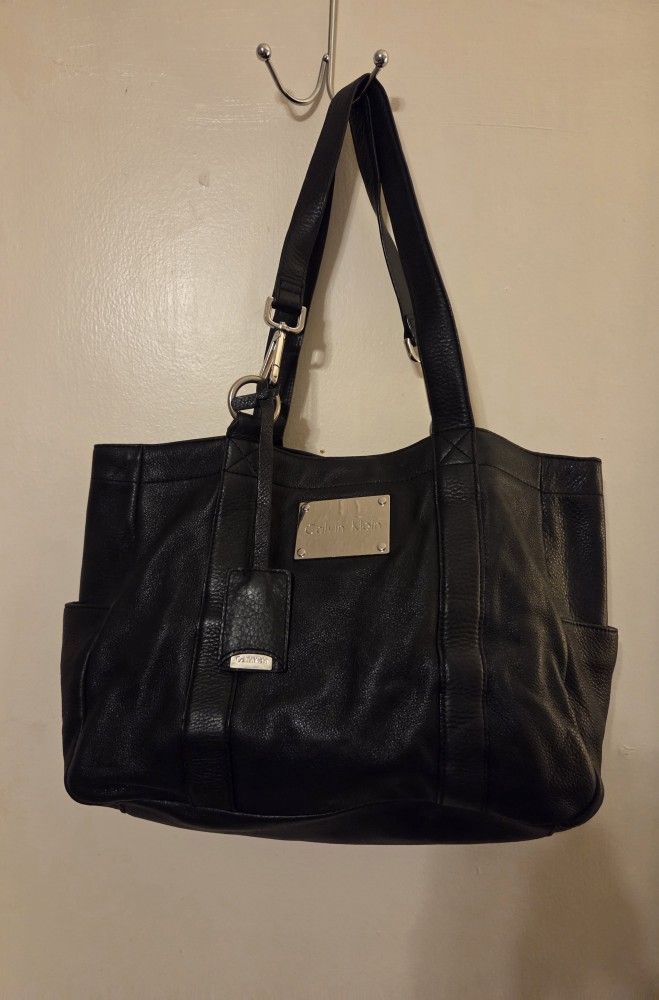 CALVIN KLINE Black Leather TOTE Bag