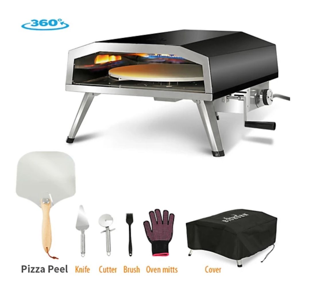 Pizza Oven with Rotating Pizza Stone, 16 in., Black