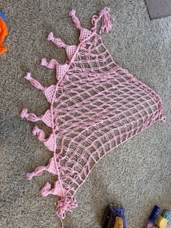 2 pink stuffed animal hammocks