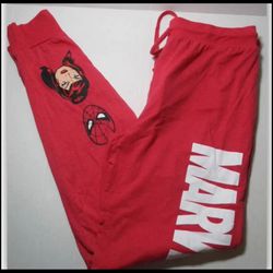 Marvel men's Jogger sleep pants elastic tie pockets Characters & logo Red Size XL