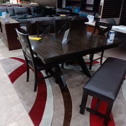 Kelly Dining Table Sets W/4 Chairs And Bench---$699---Wow!!!---Delivery And Setup Available 