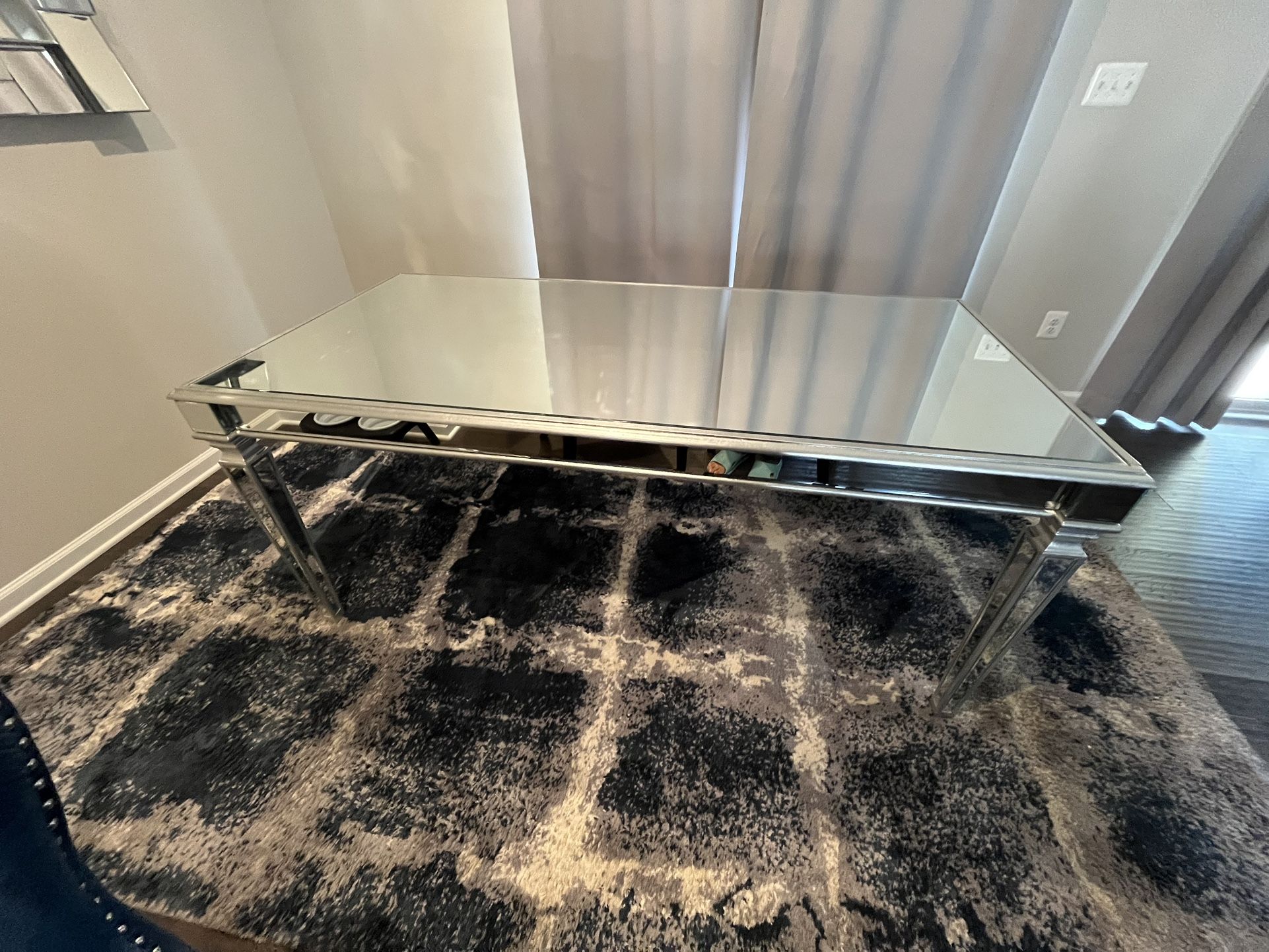 Veronica 71 Inch wide Silver and Mirrored Dining Table