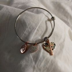 3 Rose Gold Charm Expandable Wire Bangle 