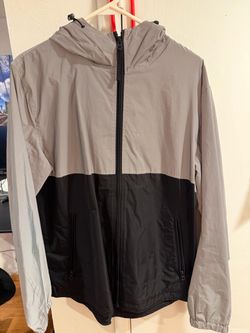 Gray and Black Reflective Windbreaker Jacket