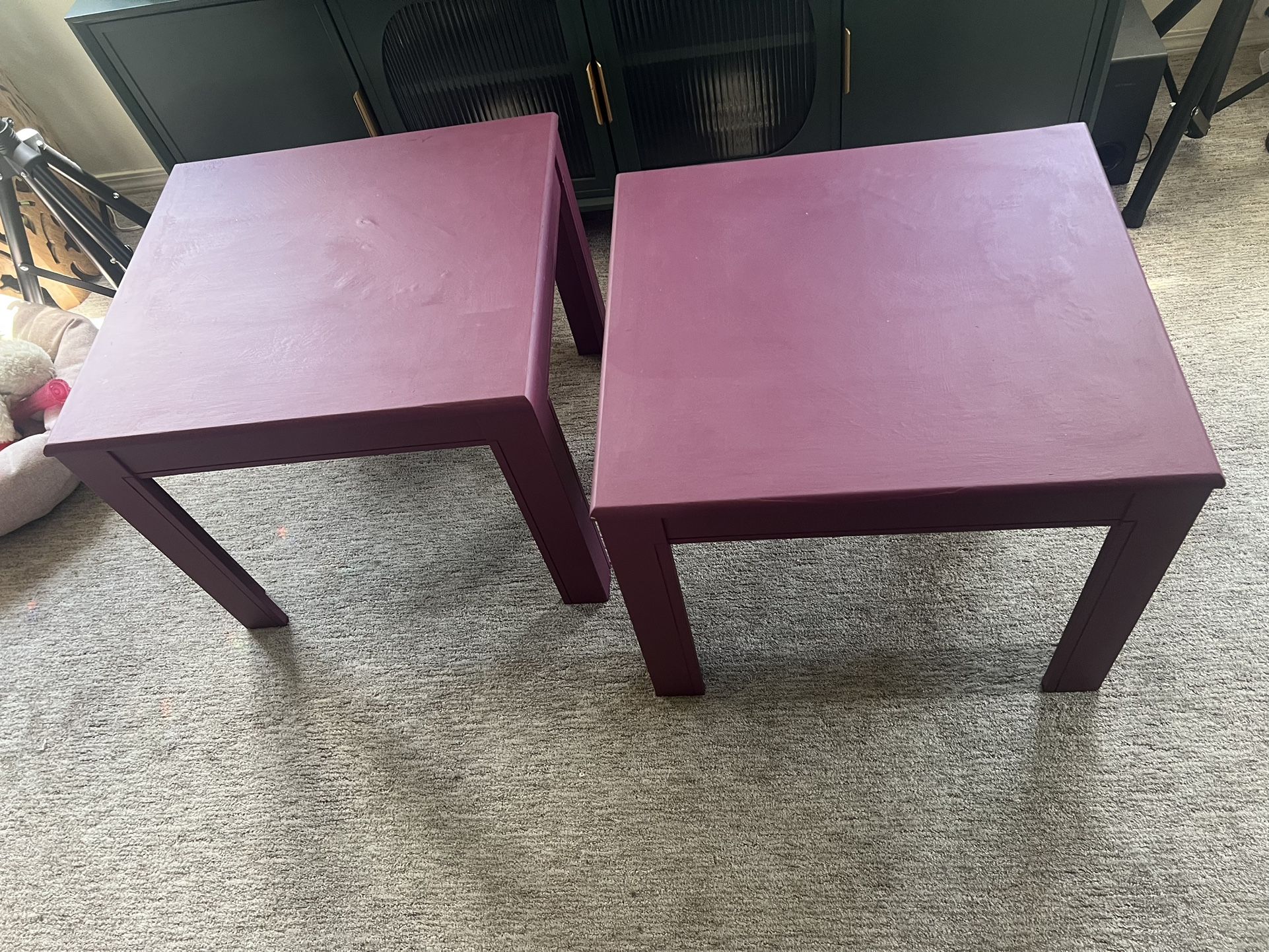 Purple Wood End Tables