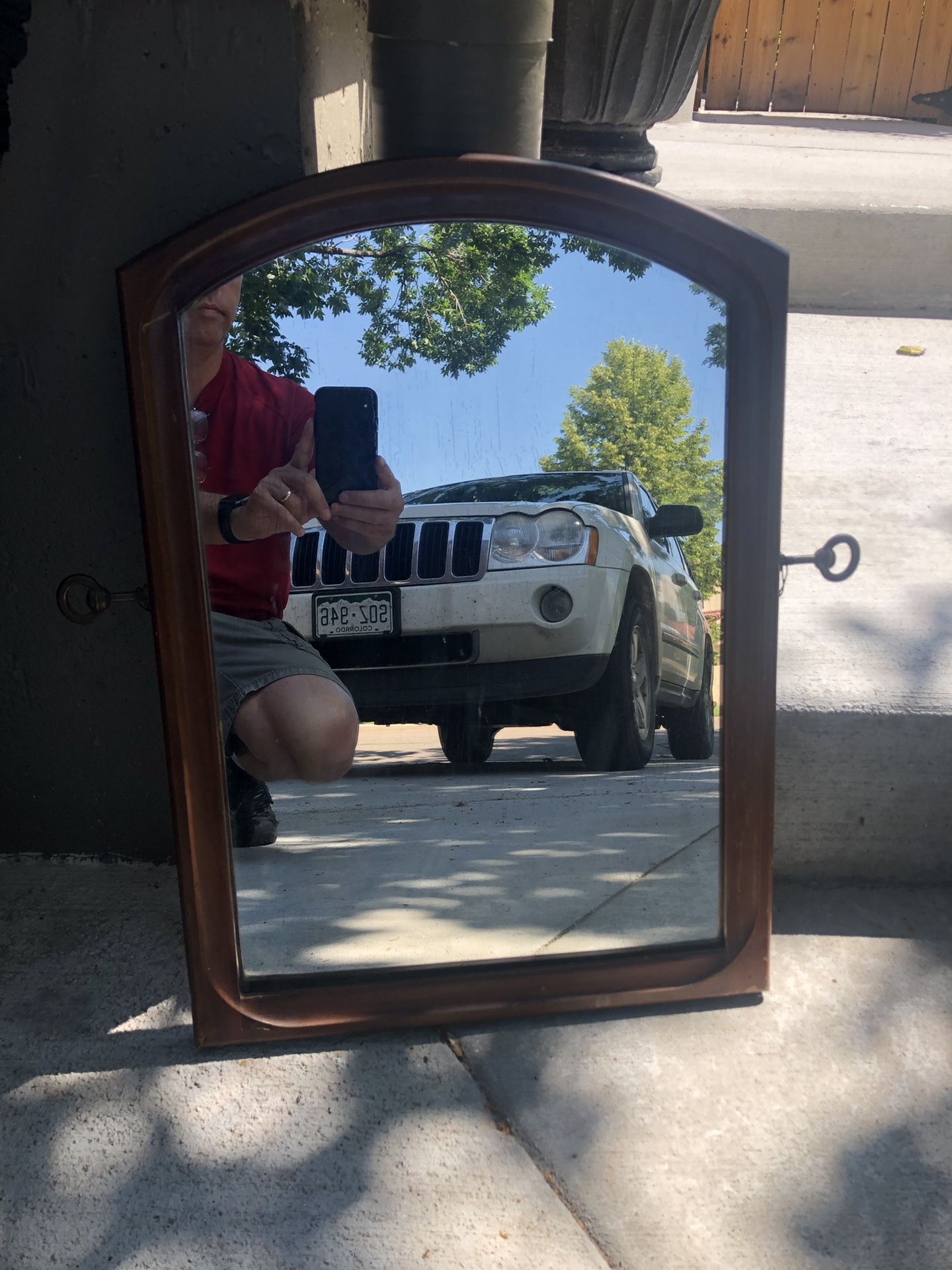 Vintage Small Wooden Framed Mirror