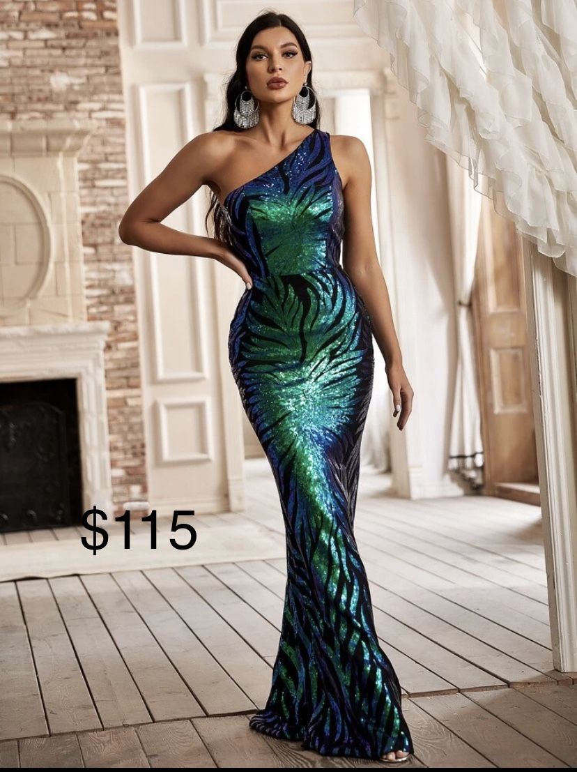 Elegant Holographic Sequin Gown