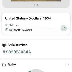 Rare $5 United States bill 