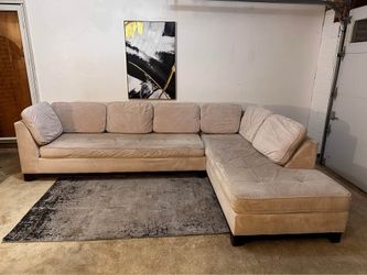 Beige Velvet 5-Seater Sectional Sofa