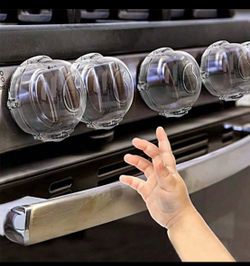 Clear Stove Knob Covers- Upgraded Gas Stove Knob Covers With Strong Adhesive, Double Design Proof Oven Knob Covers, Stove Guard Proofing