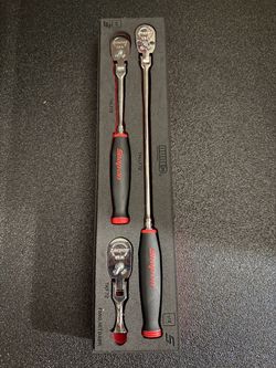 Snap-on 1/4” Drive 3-Piece Ratchet Set with Foam Organizer