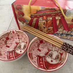 Bowls Set With Dragon Pattern 
