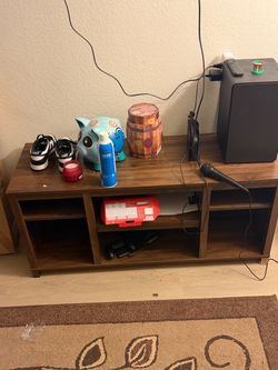 Wood TV Stand with Open Shelves