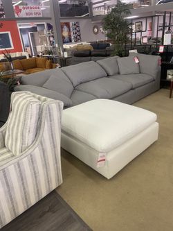 Grey Boucle Modular Cloud Sectional 3pc + Ottoman