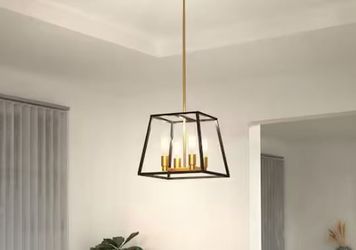 Carter 4-Light Black and Gold Farmhouse Chandelier NEW