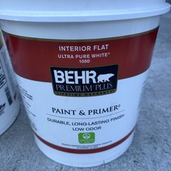 Behr Interior Ultra Pure White Flat Paint (5-Gallon)