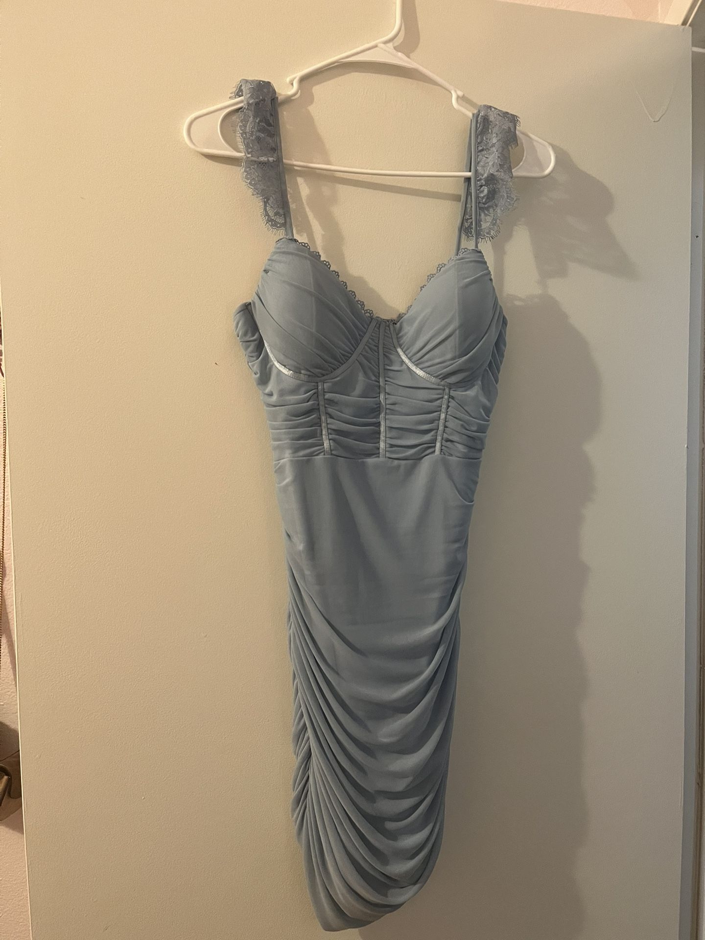 Windsor Light Blue Dress with Lace Accents