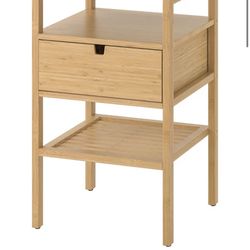 Nightstand, Bamboo Bedside Table with Reversible Drawer and Cable Management, Natural Wooden Side Table with Storage, 15.75 x 15.75 x 26.375 Inches