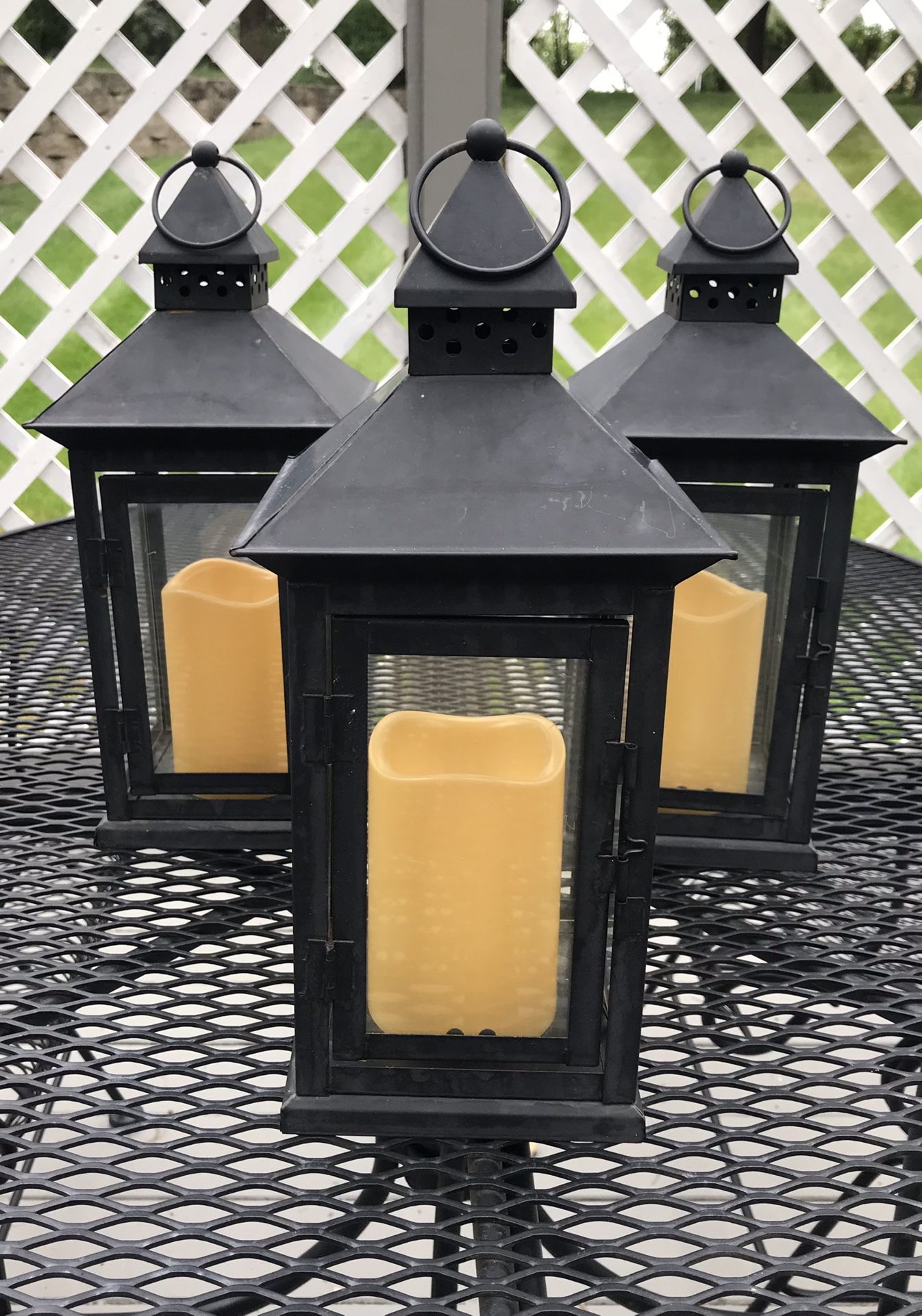 Vintage 14” Decorative Lantern w/ LED Pillar Candle Outdoor Waterproof