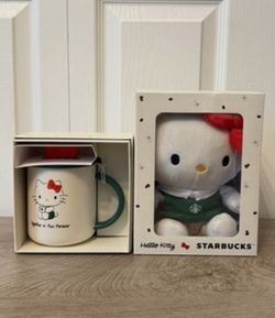 STARBUCKS HELLO KITTY 50th Anniversary Limited Plush in Green Barista Apron