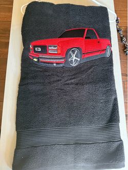 Chevy truck embroidered bath towel