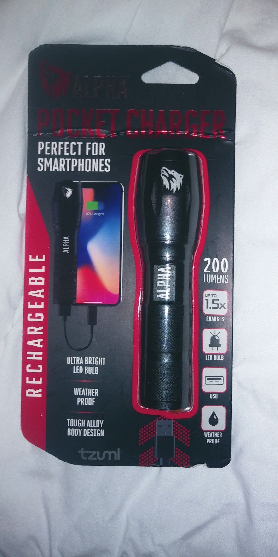 Tzumi Pocket Charger LED Power Bank, Black