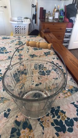 Vintage Glass Ice Bucket with Handle