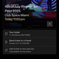 Club Space 4th Of July Entry All Weekend!