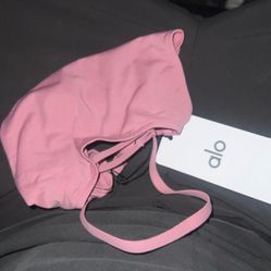 Alo Sheer Glow Bra Pink Wild Rose M 