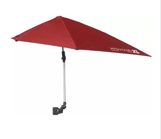 Versa-brella XL Firebrick Red With Universal Clamp 2 Push Button 360° Rotate Like New