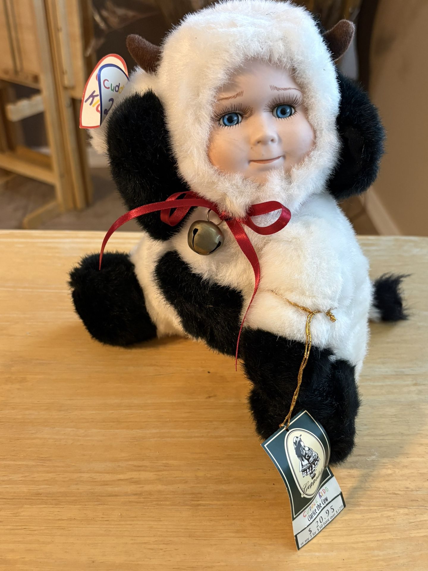 Cuddle kids porcelain Cow Doll