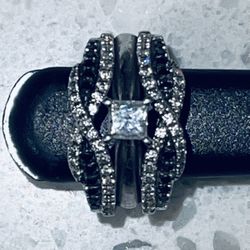 fused engagement wedding ring 1.5k diamond 14k silver white gold