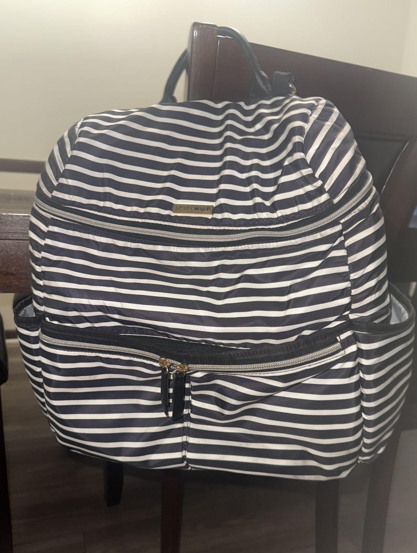 SKIP HOP black & white striped diaper bag. In great condition