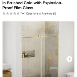 Simple Project 56 in. to 60 in. x 75 in. Semi-Frameless Sliding Shower Door in Brushed Gold with Explosion-Proof Film Glass