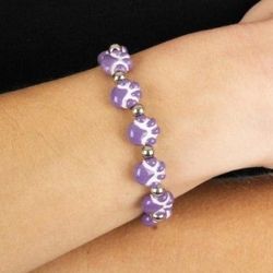 Ceramic Purple Paw Print Bracelet