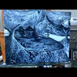 Original Acrylic Painting. Dark Cold