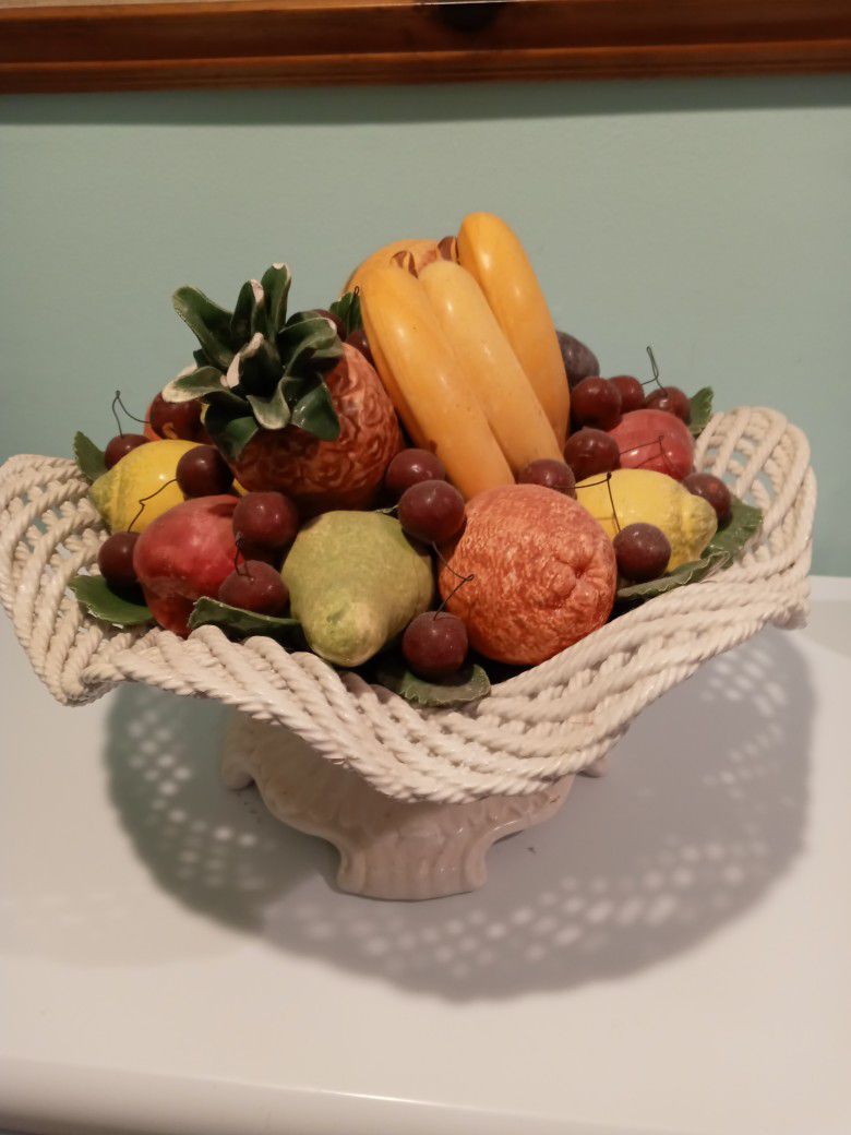 Vintage Ceramic Bowl Of Fruit